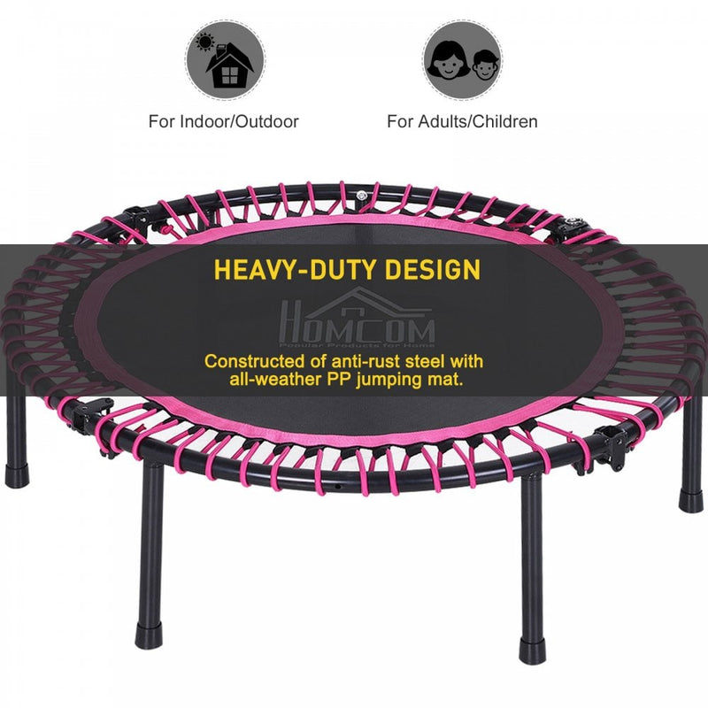 HOMCOM 45"" Mini Round Steel Frame Trampoline w/ Adjustable Handle Pink