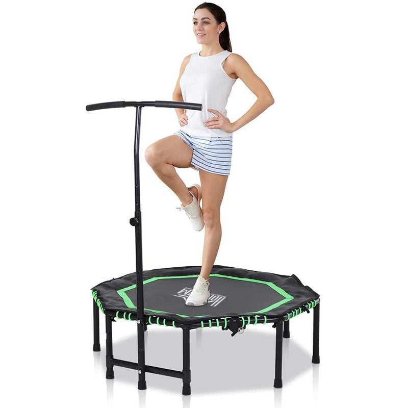 HOMCOM 45"" Mini Hexagon Steel Frame Trampoline w/ Adjustable Handle Green