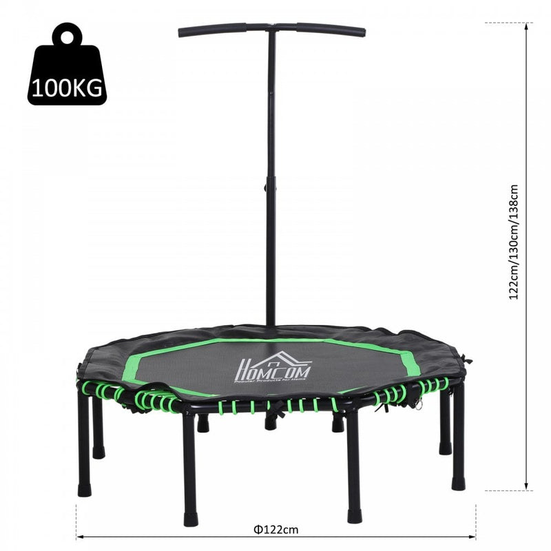 HOMCOM 45"" Mini Hexagon Steel Frame Trampoline w/ Adjustable Handle Green