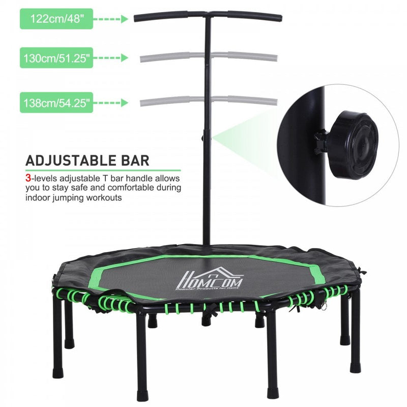 HOMCOM 45"" Mini Hexagon Steel Frame Trampoline w/ Adjustable Handle Green