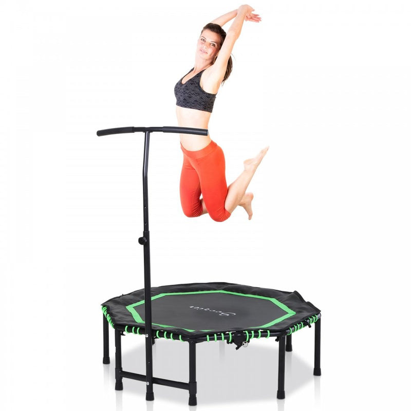 HOMCOM 45"" Mini Hexagon Steel Frame Trampoline w/ Adjustable Handle Green