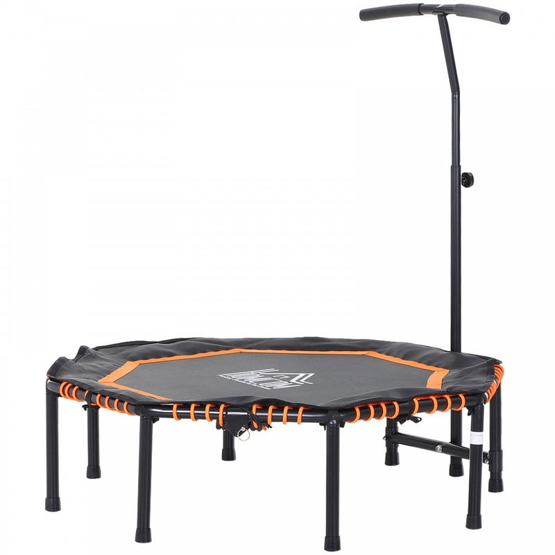 HOMCOM 45"" Mini Hexagon Steel Frame Trampoline w/ Adjustable Handle Orange
