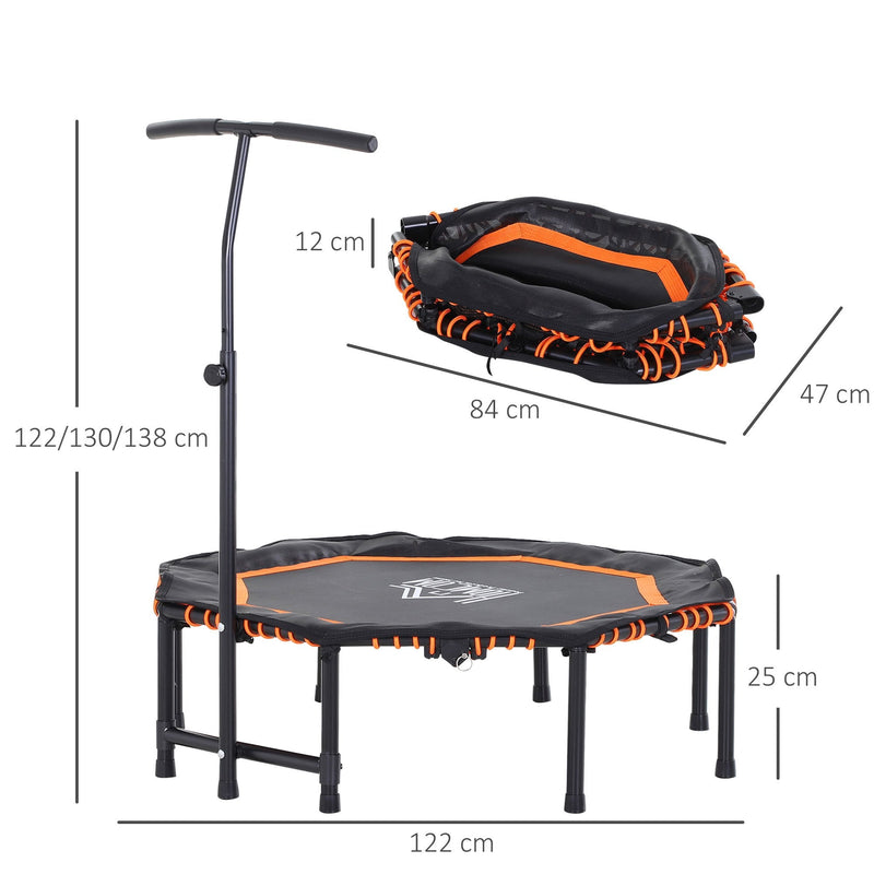 HOMCOM 45"" Mini Hexagon Steel Frame Trampoline w/ Adjustable Handle Orange