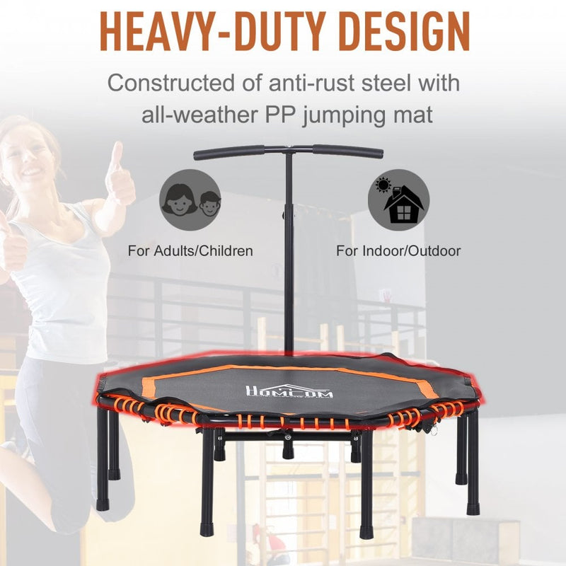 HOMCOM 45"" Mini Hexagon Steel Frame Trampoline w/ Adjustable Handle Orange