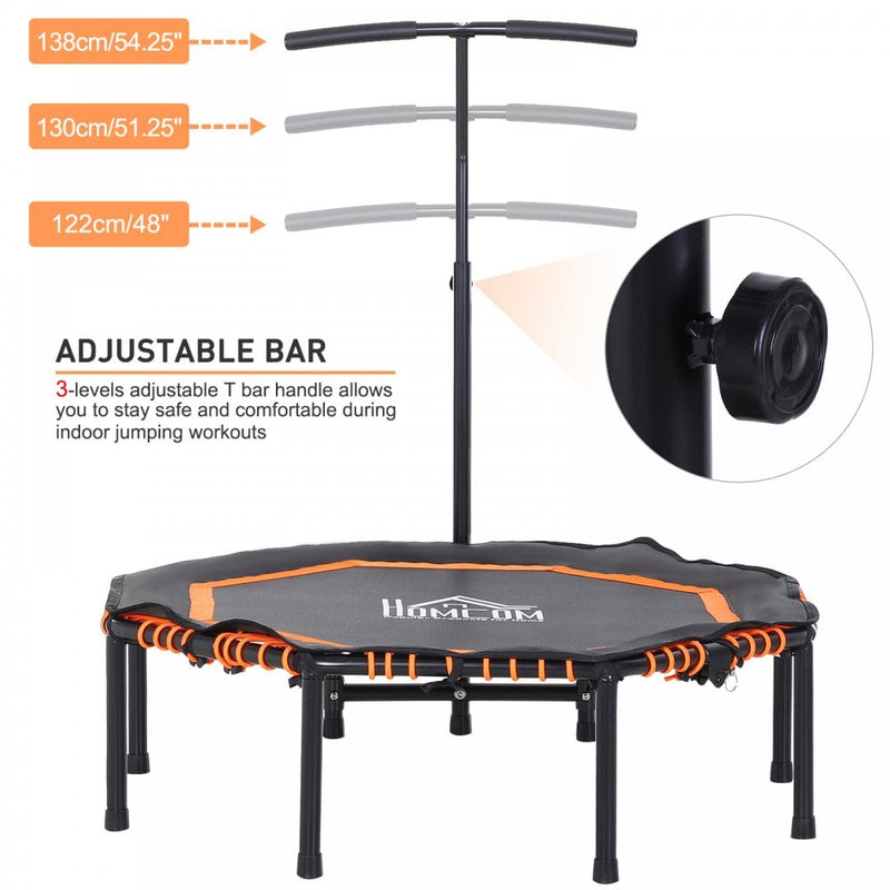 HOMCOM 45"" Mini Hexagon Steel Frame Trampoline w/ Adjustable Handle Orange