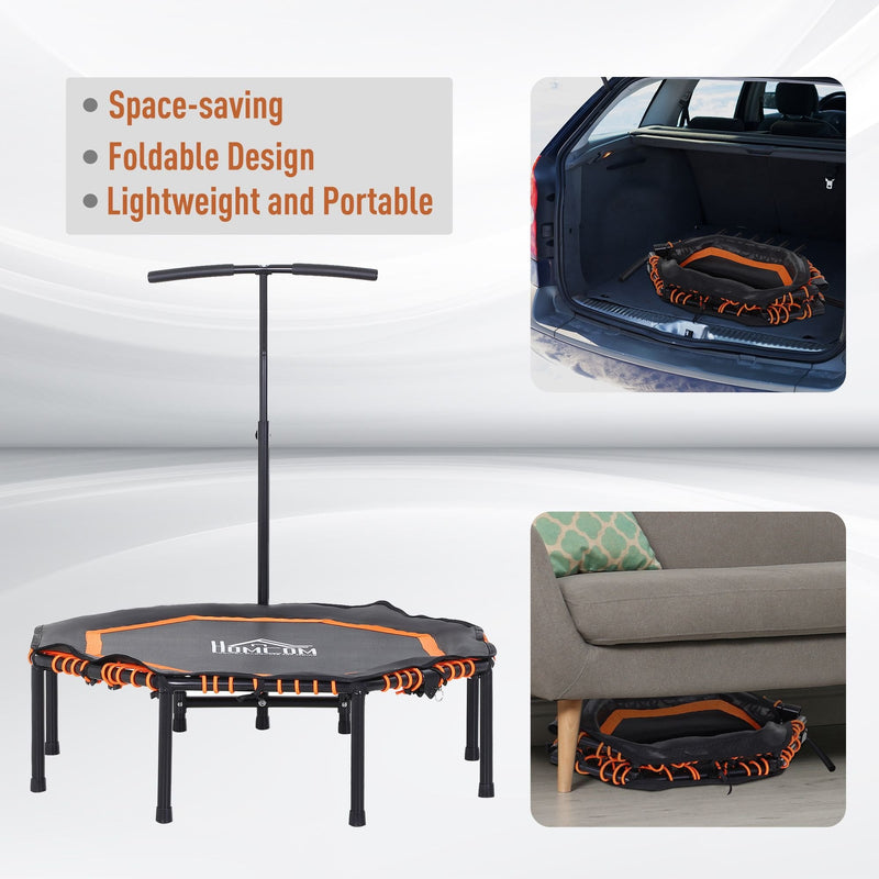 HOMCOM 45"" Mini Hexagon Steel Frame Trampoline w/ Adjustable Handle Orange