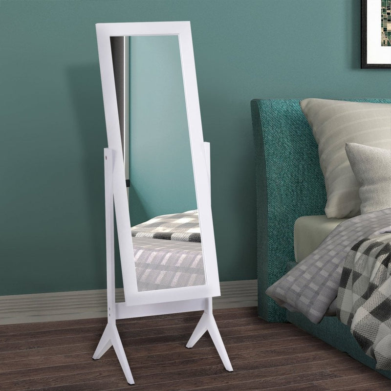 Tall Freestanding Dressing Mirror w/Adjustable Tilt White
