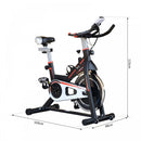 Belt-Driven Exercise Bike  Spinning Flywheel Racing Bicycle Home Fitness Trainer with LCD Display-Black