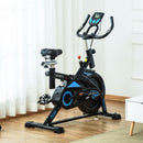 Stationary Exercise Bike with iPad Holder, LCD Monitor, Comfortable Seat, Indoor Cycling Training Bike, 13KG Flywheel - Black