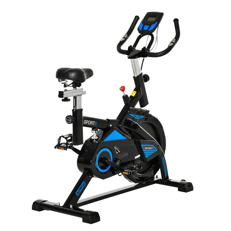 Stationary Exercise Bike with iPad Holder, LCD Monitor, Comfortable Seat, Indoor Cycling Training Bike, 13KG Flywheel - Black