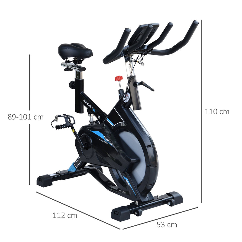 Stationary Exercise Bike with iPad Holder, LCD Monitor, Comfortable Seat, Indoor Cycling Training Bike, 13KG Flywheel - Black