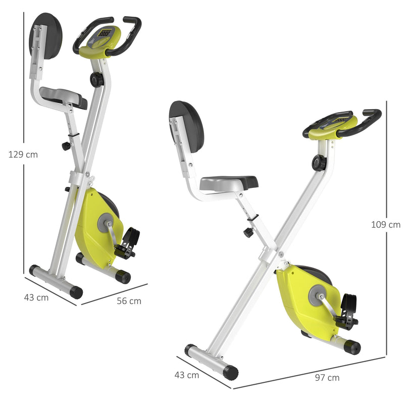 Steel Manual Stationary Bike Resistance Exercise Bike w/ LCD Monitor Yellow