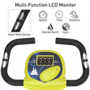 Steel Manual Stationary Bike Resistance Exercise Bike w/ LCD Monitor Yellow