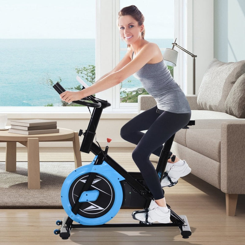 Exercise Bike, Stationary Belt Drive Bicycle,Resistance Adjustable with LCD Monitor, Indoor Cycling Bike for Home Gym