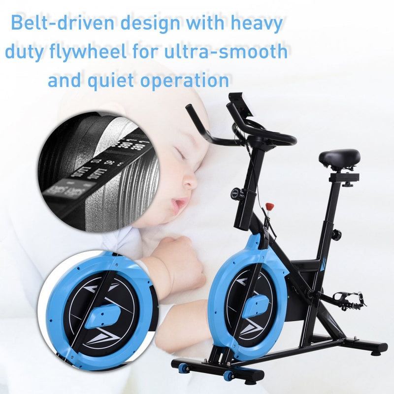 Exercise Bike, Stationary Belt Drive Bicycle,Resistance Adjustable with LCD Monitor, Indoor Cycling Bike for Home Gym