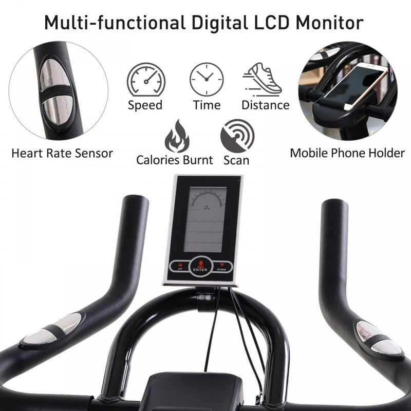 Exercise Bike, Stationary Belt Drive Bicycle,Resistance Adjustable with LCD Monitor, Indoor Cycling Bike for Home Gym