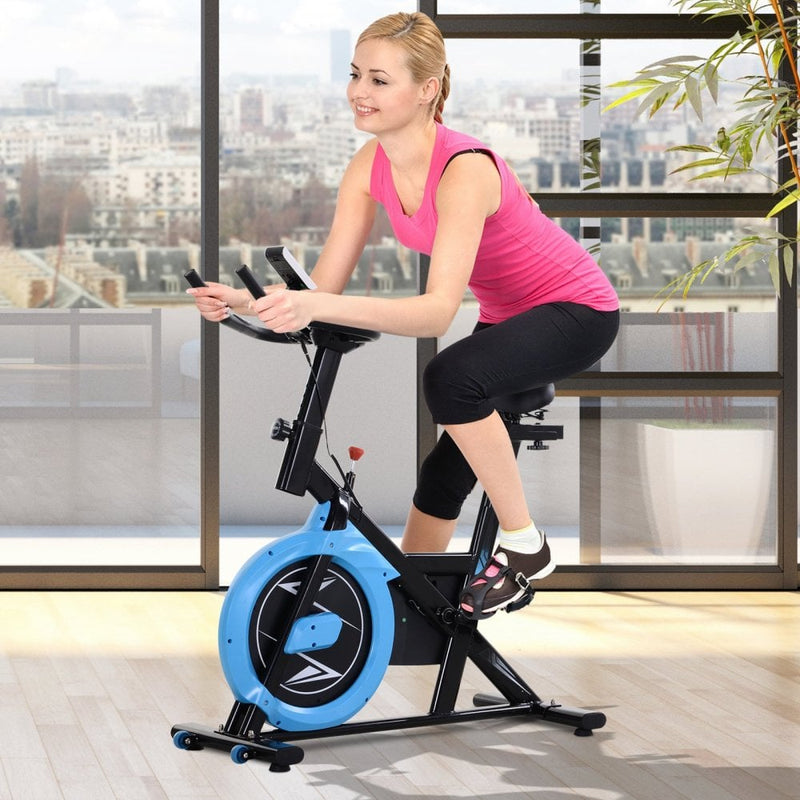 Exercise Bike, Stationary Belt Drive Bicycle,Resistance Adjustable with LCD Monitor, Indoor Cycling Bike for Home Gym