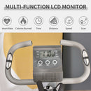 2-In-1 Grey Upright Exercise Recumbent Bike Adjustable Resistance Stationary Fitness Home Gym Foldable w/ Armrests LCD Monitor Cycling Wheels