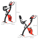 2-In-1 Red Upright Exercise Recumbent Bike Adjustable Resistance Stationary Fitness Home Gym Foldable W/ Armrests LCD Monitor Cycling Wheels