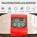 2-In-1 Red Upright Exercise Recumbent Bike Adjustable Resistance Stationary Fitness Home Gym Foldable W/ Armrests LCD Monitor Cycling Wheels