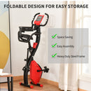 2-In-1 Red Upright Exercise Recumbent Bike Adjustable Resistance Stationary Fitness Home Gym Foldable W/ Armrests LCD Monitor Cycling Wheels