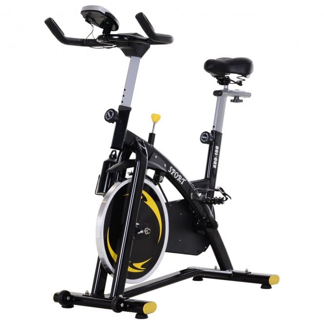 Steel Flywheel Belt Drive Exercise Bike Black/Yellow