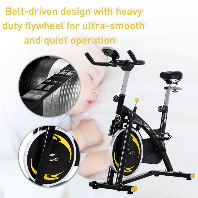 Steel Flywheel Belt Drive Exercise Bike Black/Yellow