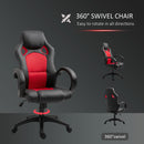 Racing PU Leather Office Chair Gaming Sports Swivel Executive Computer Height Adjustable Armchair-Black/Red