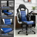 PU Leather Racing Office Chair Bucket Computer Gaming Swivel Adjustable Desk - Black/Blue/White