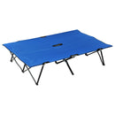 Outsunny Foldable Cot Bed 193Lx125Wx40H cm-Black/Blue