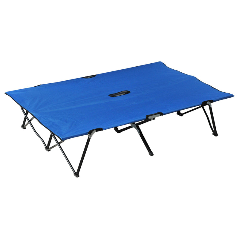 Outsunny Foldable Cot Bed 193Lx125Wx40H cm-Black/Blue
