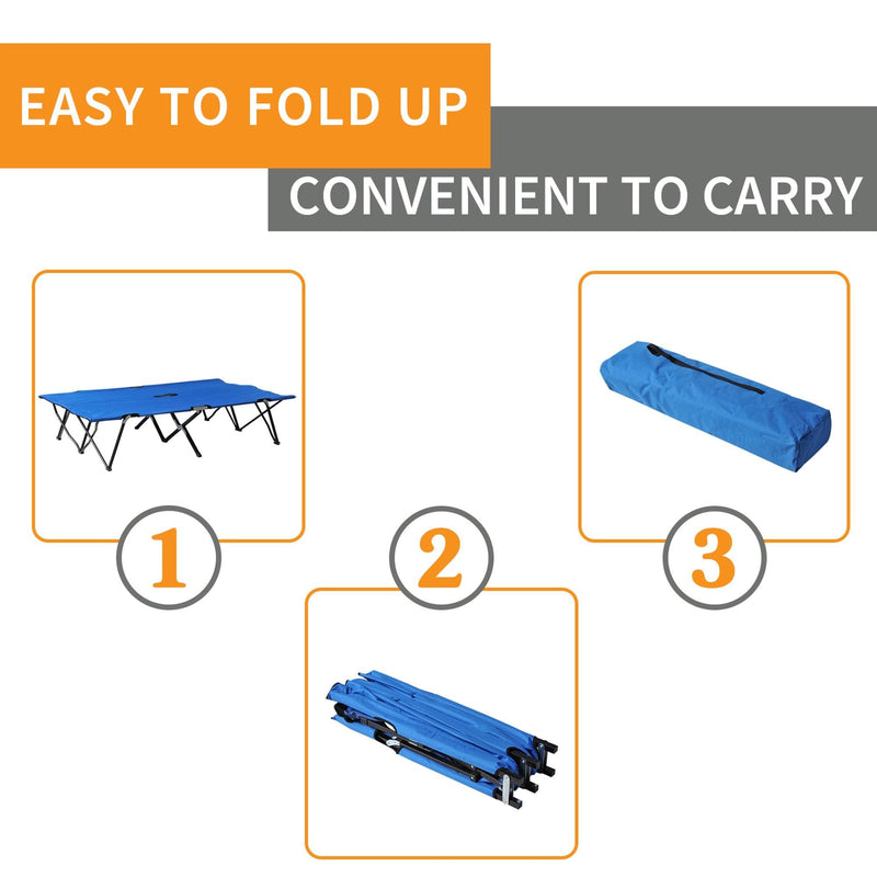 Outsunny Foldable Cot Bed 193Lx125Wx40H cm-Black/Blue