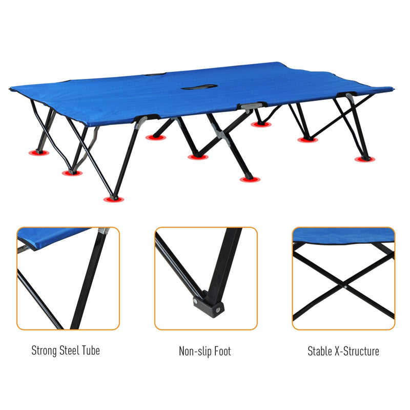 Outsunny Foldable Cot Bed 193Lx125Wx40H cm-Black/Blue