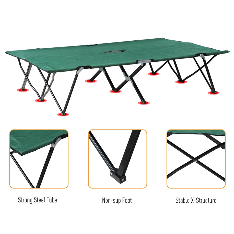 Outsunny Foldable Cot Bed 193Lx125Wx40H cm-Black/Green