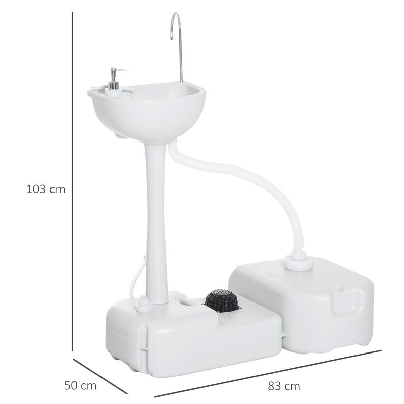 Outsunny HDPE Outdoor Soap Dispending Sink w/ Water Tank White