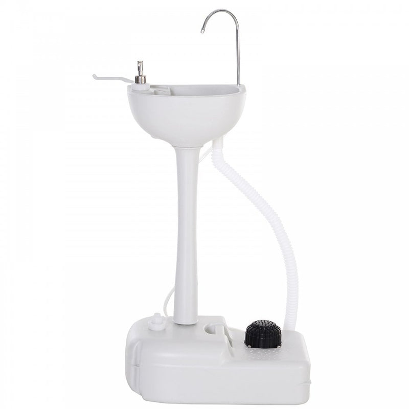 Outsunny HDPE Outdoor Soap Dispending Sink w/ Towel Holder White