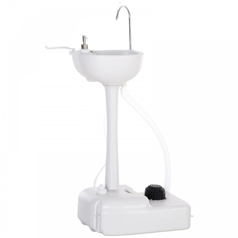 Outsunny HDPE Outdoor Soap Dispending Sink w/ Towel Holder White