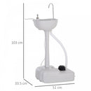 Outsunny HDPE Outdoor Soap Dispending Sink W/ Towel Holder White