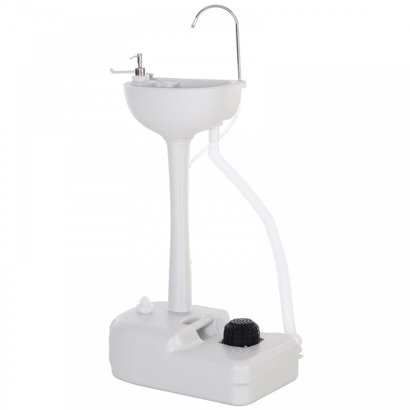 Outsunny HDPE Outdoor Soap Dispending Sink w/ Towel Holder White