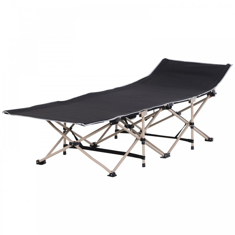 Outsunny Oxford Cloth Folding Single Camping Bed Lounger Black