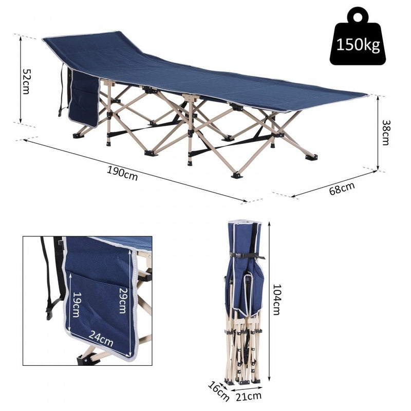 Outsunny Oxford Cloth Folding Single Camping Bed Lounger Blue