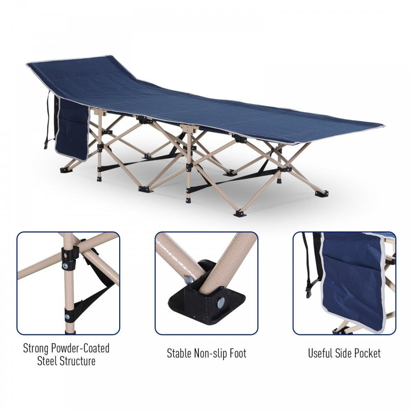 Outsunny Oxford Cloth Folding Single Camping Bed Lounger Blue