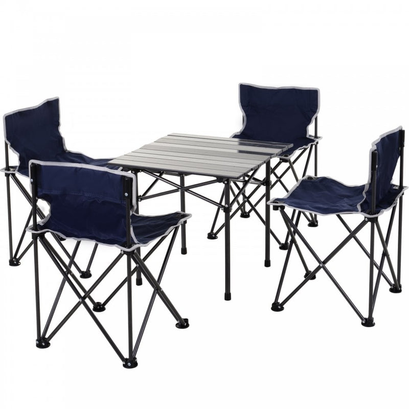 Outsunny Oxford Cloth 4-Seater Camping Table & Chair Set Blue