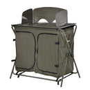 Outsunny Foldable Camping Kitchen Storage Unit with Windshield & 6 Shelves for BBQ Party Picnics Backyards with Carrying Bag