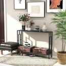 Console Table Narrow 2 Shelves MDF Steel Frame in Art Deco Square Style 76x106cm for Hallway Entrance