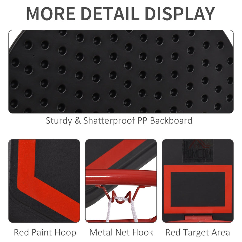 HOMCOM Basketball Hoop Backboard and Red Rim Combo Kit w/ PE Net for Kids and Adults Door Wall Room Backetboard