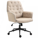 Vinsetto Tufted Desk Chair w/ Arm Rest on Wheels Beige