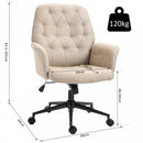 Vinsetto Tufted Desk Chair w/ Arm Rest on Wheels Beige