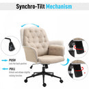 Vinsetto Tufted Desk Chair w/ Arm Rest on Wheels Beige