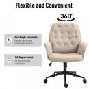 Vinsetto Tufted Desk Chair w/ Arm Rest on Wheels Beige